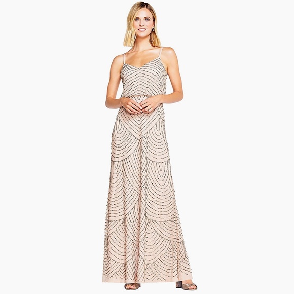 Adrianna Papell Beaded Floor Length Dress - US 4/EU36 - Picture 10 of 12